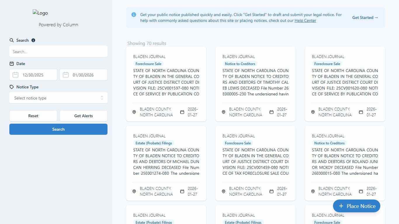 Public Notices Bladen Journal